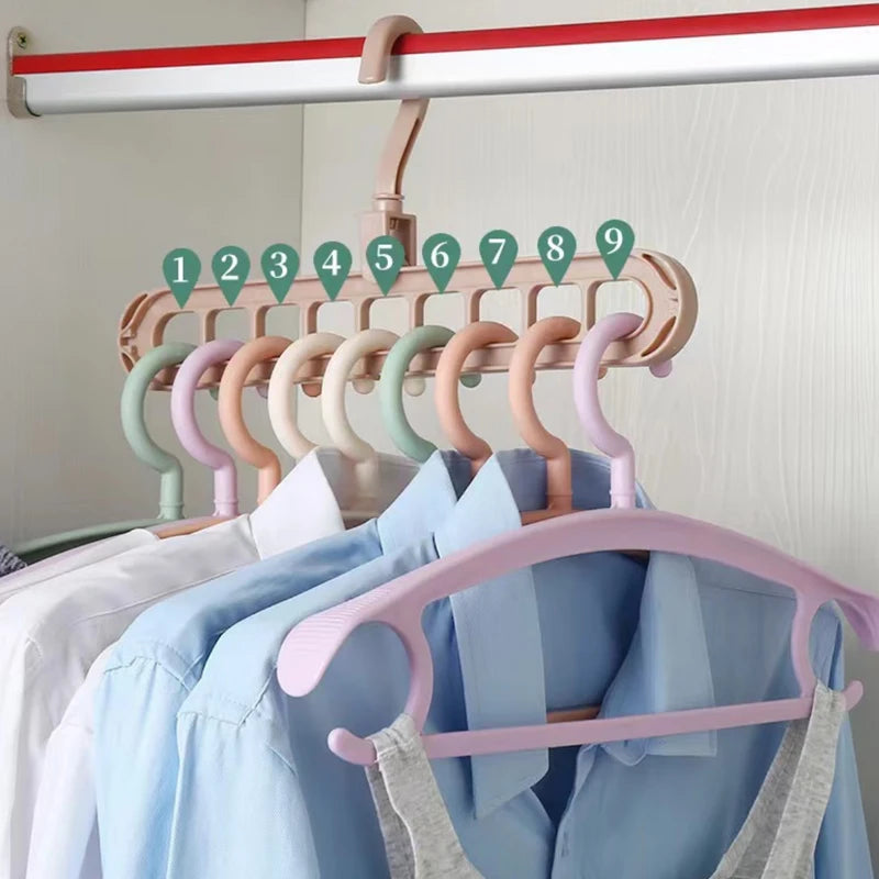 3Pcs 9-hole Clothes hanger Organizer Space Saving Hanger Multi-function Folding Magic Hangers Drying Racks Scarf Clothes Storage