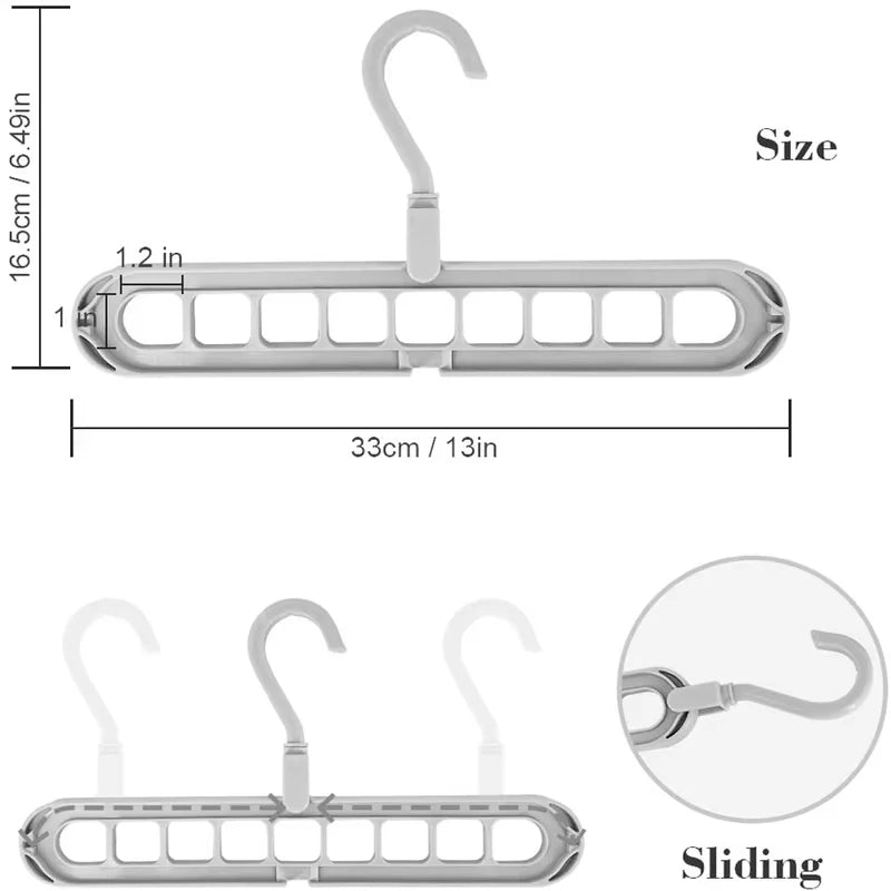 3Pcs 9-hole Clothes hanger Organizer Space Saving Hanger Multi-function Folding Magic Hangers Drying Racks Scarf Clothes Storage
