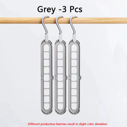 3Pcs 9-hole Clothes hanger Organizer Space Saving Hanger Multi-function Folding Magic Hangers Drying Racks Scarf Clothes Storage